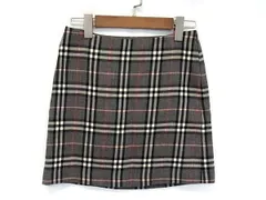 ■極美品■ BURBERRY バーバリーブルーレーベル ウール100％ チェック柄 ミニスカート ボトムス 表記サイズ36 洋服 グレー系 BJ7191