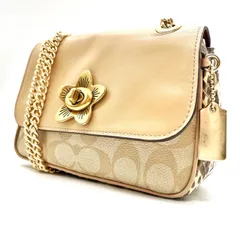 ✨美品✨  COACH コーチ ショルダーバッグ トートバッグ ワンショルダーバッグ チェーン キャンディ フローラル シグネチャー エキゾチック パイソン レザー 革 pvc ベージュ 肌色 ターンロック 花 フラワー