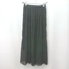 ◇ LOWRYS FARM ウエストゴム　シースルー　夏　フェミニン ロング丈 フレア スカート サイズF ブラック系 レディース E  【1506130014485】