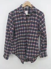 ◇ GENTIL ジャンティ チェック Vネック 長袖 シャツ ブラウス サイズF ネイビー レッド系 マルチ レディース P  【1301160021591】のサムネイル