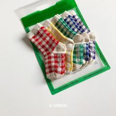 digreen ビビッドチェックソックス  5足セット XS S M L