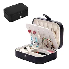 ブラック 【Amazon限定ブランド】ジュエリーボックス ジュエリー収納 大容量 アクセサリーケース 携帯用 レザー ボックスファッション便利なイヤリング ネックレス リング ジュエリー収納ボックス (ブラック)