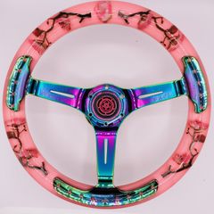 【梅の花】水中花ステアリング ネオクローム レトロ 当時物風 クリア かわいい 社外  旧車