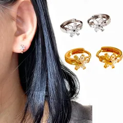 107 上品 シンプル ミニフープピアス 軟骨 花 金属アレルギー対応