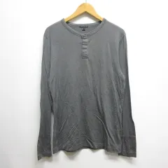 セオリー Theory 絹シルク混 長袖 Tシャツ カットソー S ダークグレー ヘンリーネック ロンTのサムネイル