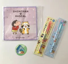 【新品未使用】 クレヨンしんちゃん しんのすけ シール マイクロファイバータオル ロケットえんぴつ 4点セット 【まとめ売り】