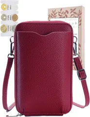 Kugusa 【ふぉんぽけ】 スマホポシェット スマホショルダー スマホポーチ レディース 財布 斜め掛け コインホルダー付き メンズ (レッド)