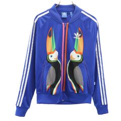 adidas Originals アディダスオリジナルス The Farm Company ファームカンパニー コラボ 南国の鳥 トラックジャケット M ブルー スーパーガール ジャージ レディース 古着