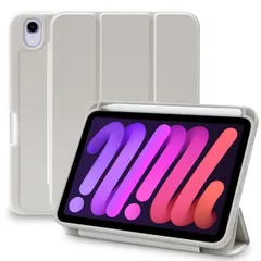 MS factory iPad mini 7 6 用 ケース mini7 (A17 Pro 2024 第7世代) mini6 (2021 第6世代) ペン収納 耐衝撃 アイパッドミニ カバー ソフトTPU オートスリープ 充電対応 ライト グレー IPDM6-