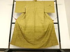 平和屋着物●訪問着　紬地　総刺繍　吹き寄せ文　正絹　逸品　AAAU8311zg