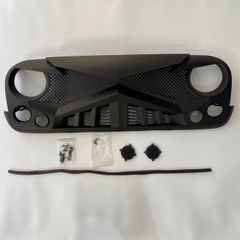 【送料無料】07-17年ジープJKラングラー用マットブラックナイトフロントグリル