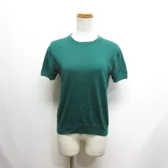 ユニクロ UNIQLO 美品 UVカット 半袖 クルーネック セーター M 緑 グリーン