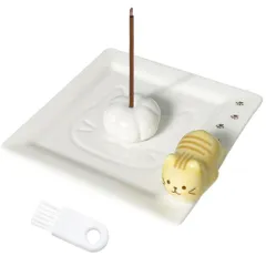 【数量限定】猫香炉 インテリア お香 アロマ 線香炉 かわいい 皿 リラックス 猫 立体猫 線香立て お香立て 癒しグッズ（茶トラ） Umora