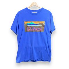 【レア】エルエルビーン　ビッグロゴTシャツ　ボックスロゴ　青　ブルー