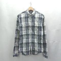 ◇ ⊂ ZARA ザラ チェック柄 綿 長袖 シャツ サイズS ホワイト ネイビー メンズ E  【1503050000321】