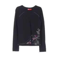 M PUMA(プーマ) 黒 パターン Vネック 長袖 トレーニング Tシャツ