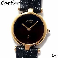 【OH済/仕上済】カルティエ マストヴァンドーム SM 黒文字盤 極美品 ヴィンテージ レディース アンティーク Cartier 時計 腕時計 中古【送料無料】