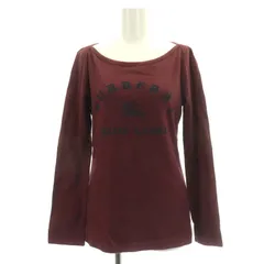 バーバリーブルーレーベル BURBERRY BLUE LABEL Tシャツ カットソー 長袖 ロゴ プリント コットン 38 ボルドー /NR ■OS