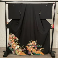 黒留袖　化繊　　中古品　巾広　大きいサイズ　ワイドサイズ　HAA2087　8K199