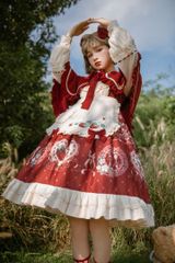 2025年新作 ロリータワンピース♪いちご柄ひざ丈ワンピ&ケープセット　春におススメ！