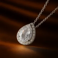 キラキラCZしずくネックレス☆シルバーカラーダイヤモンド風キュービックジルコニア