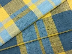 平和屋着物▽上質な紬　単衣　格子　正絹　逸品　AAAZ9541fy