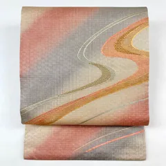 たんす屋 TANSU-YA 中古 リユース帯 名古屋帯 マルチカラー カジュアル セミフォーマル 染め 織り 刺繍 霞 絹 未洗い MS3970