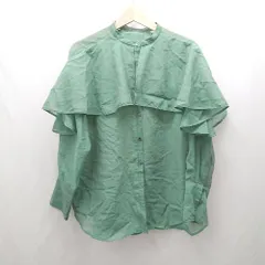 ◇ ⊂Φ JEANASIS ジーナシス シアー フリル 長袖 シャツ サイズフリー グリーン系 レディース E  【1503060041321】