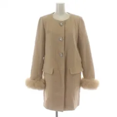 レッセパッセ LAISSE PASSE ノーカラーコート ミドル ミディアム ウール フォックスファー 2way ビジュー アウター 36 S ベージュ /DKのサムネイル