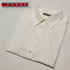 極美品 プラダ PRADA 高級ドレスシャツ ルーマニア製 ストライプブルー