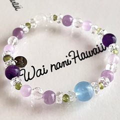 『 Sweet aquamarine 紫陽花 』ハワイアンパワーストーンブレスレット