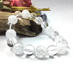 水晶×クラック水晶 パワーストーン ブレスレット 12mm 天然石 メンズ・レディース 男性・女性 数珠ブレス 開運  [a]