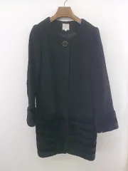 ◇ grove グローブ 切替 長袖 ノーカラー コート サイズ M ブラック レディース E  【1304100014868】