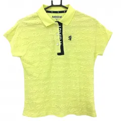 【美品】アドミラル 半袖ポロシャツ イエロー×ネイビー パイル地 凸凹英字 前立てロゴ レディース M ゴルフウェア Admiral