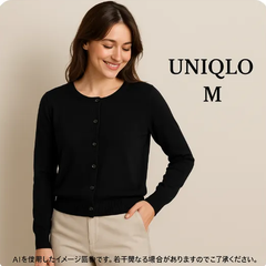 AB0315 UNIQLO カーディガン Mサイズ ブラック 綿アクリル混 美品