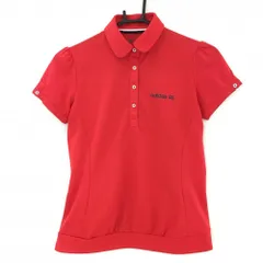 ★特価★【超美品】アディダス 半袖ポロシャツ レッド前立て内側トリコロール レディース S/P ゴルフウェア adidas