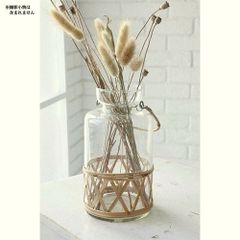 新作　フラワーベース　ガラス　ラタン　花瓶　トールベース　フラワー　造花　インテリア