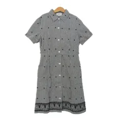 クミキョク シャツワンピース トップス 半袖 チェック柄 キッズ 女の子用 TMサイズ 白×グレー 組曲 【中古】