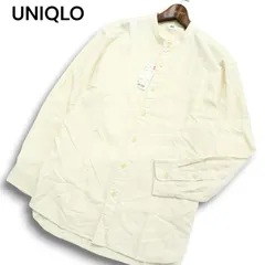 【新品 未使用】 UNIQLO ユニクロ 秋冬 スタンドカラー★ 長袖 フランネル シャツ Sz.L メンズ オフホワイト