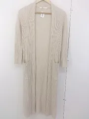 ◇ azul basic リブニット サイドスリット 長袖 ロング カーディガン サイズS ベージュ レディース  【中古】 【1207060006662】