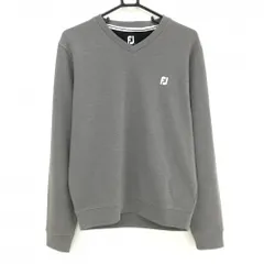 【美品】フットジョイ トレーナー 杢グレー 胸元ロゴ Vネック メンズ L ゴルフウェア FootJoy