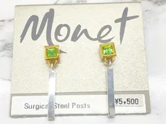 Monet モネ ガラスピアス シルバー×ゴールド  ヴィンテージ 6.8mm×31mmのサムネイル