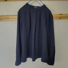 【美品】【M-premier BLACK】 フリル袖ブラウス・ネイビー・34 ラッフルフリルデザイン長袖ブラウス: M-PREMIER公式通販｜m-i-d