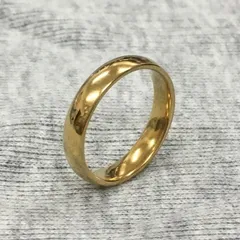 STAINLESS STEEL 4mmラウンドリング Gold 甲丸指輪 18KGP 金色