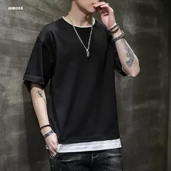 シャツ メンズ 半袖 無地 重ね着風 大きいサイズ ゆったり 五分袖 メンズ 夏服HZQ4843