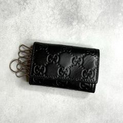 GUCCI グッチ / グッチシマキーケース 6連 鍵入れ グッチシマレザー GG型押し ブラック シルバー GUCCI SHIMA 138093
