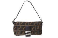 FENDI フェンディ マンマバケット ワンショルダーバッグ 26424 ズッカ柄 ブラウン キャンバス レザー シルバー金具 美品 中古 4b002045