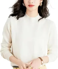 [Dep Club] シンプリストが選ぶ セーター レディース ゆったり ニット シンプル クルーネック トップス カットソー 薄手 軽量 長袖 無地 丸首 大きいサイズ 春 秋 冬 春秋 春服 服 (JP, アルファベット, XL,  [ホワイト] [XL]