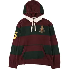 古着 ラルフローレン Ralph Lauren POLO by Ralph Lauren フード付き ボーダー柄 長袖 ラガーシャツ メンズXL相当 長袖/eaa581113