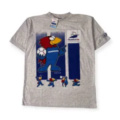 新品 タグ付き 90s FRANCE 98 COUPE DU MONDE フランス98フランスワールドカップ キャラ 半袖 Tシャツ M/ライトグレー メンズ サッカー